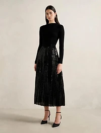 Lina Sequin Pleat Knit Dress