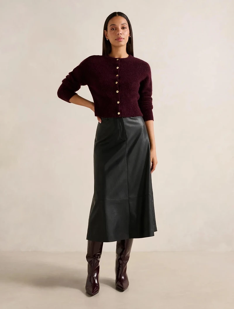 Jaelyn Vegan Leather Midi Skirt