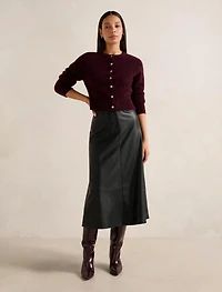 Jaelyn Vegan Leather Midi Skirt