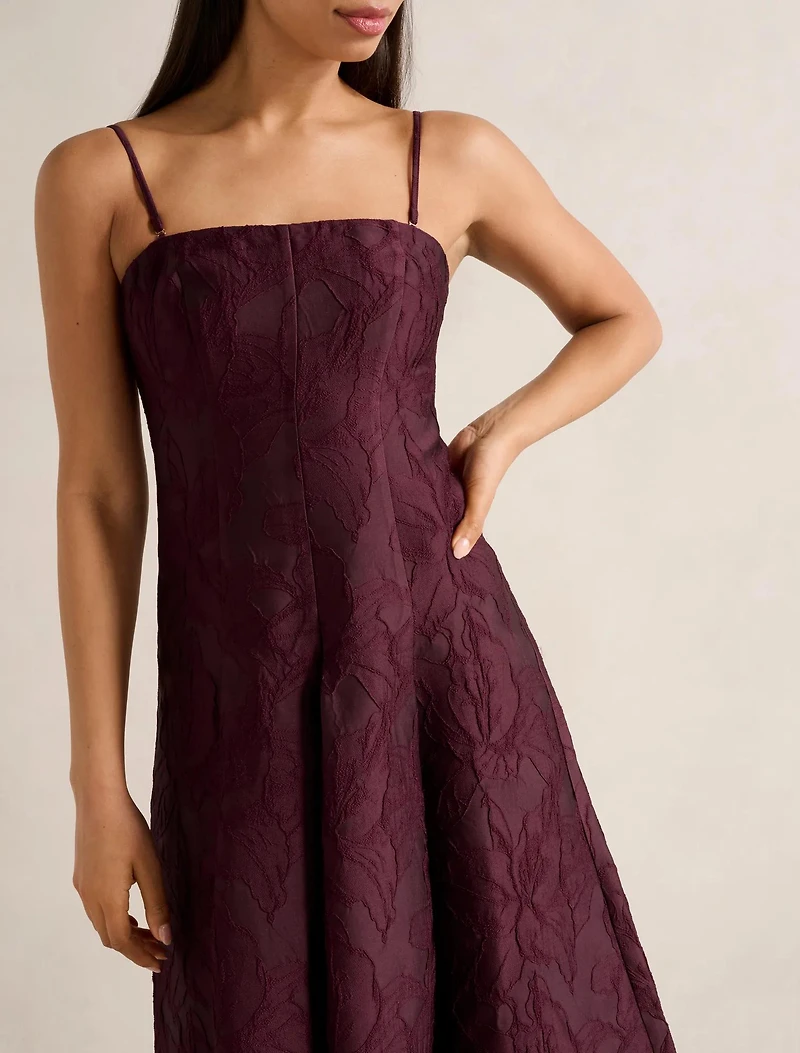 Charlotte Strapless Jacquard Midi Dress