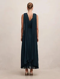 Leia Pleated Cape Maxi Dress