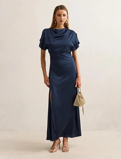 Genevieve Satin Drape Maxi