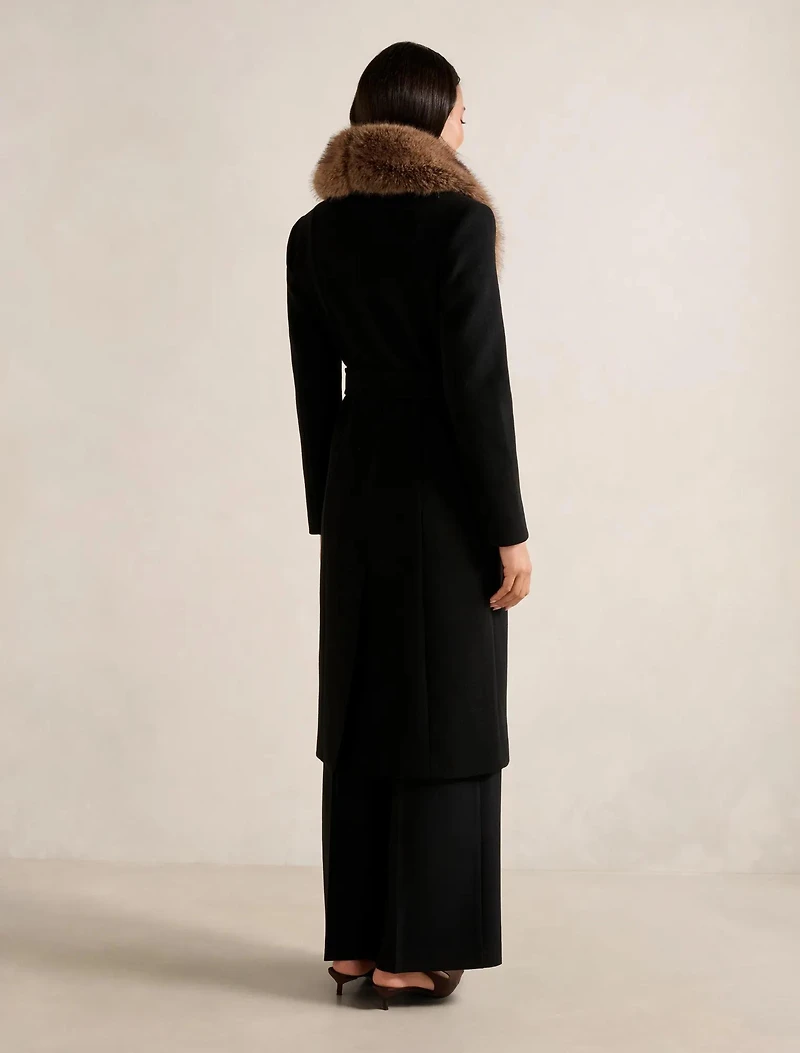 Chelsea Double Breasted Fur Collar Coat