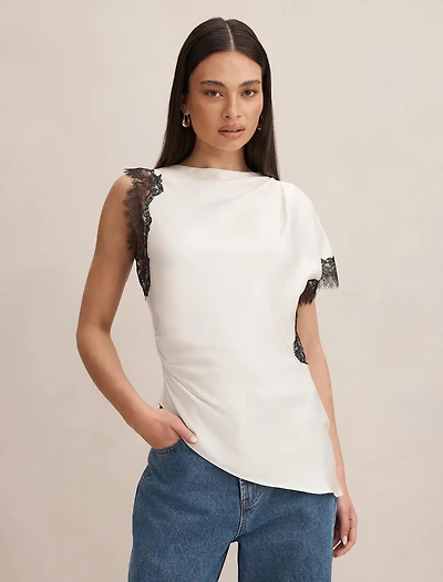 Dixie Asymmetric Lace Top