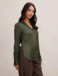 Harvey Notched Neck Satin Shirt