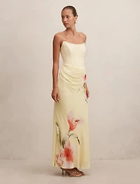 Isra Printed Strapless Maxi