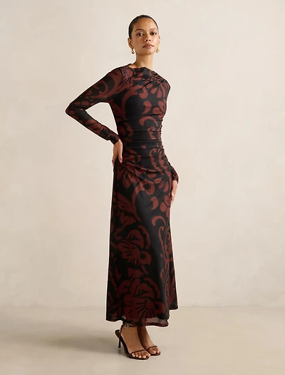 Joni Petite Long Sleeve Mesh Midi