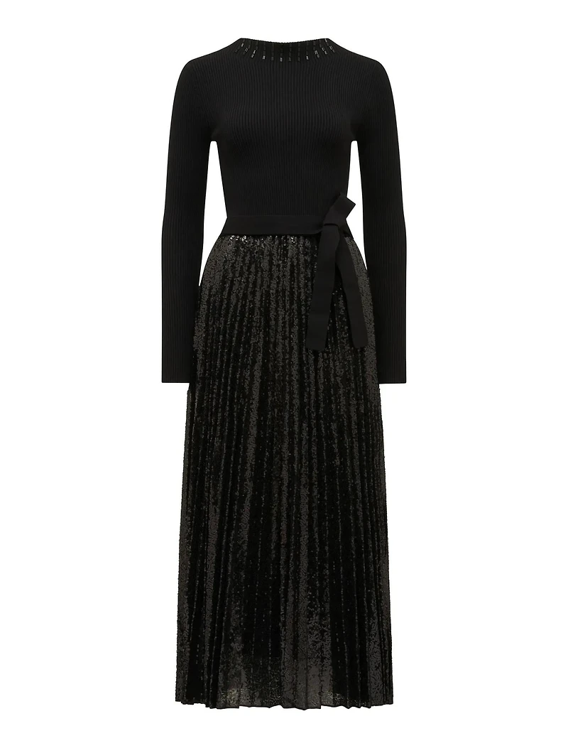 Lina Sequin Pleat Knit Dress