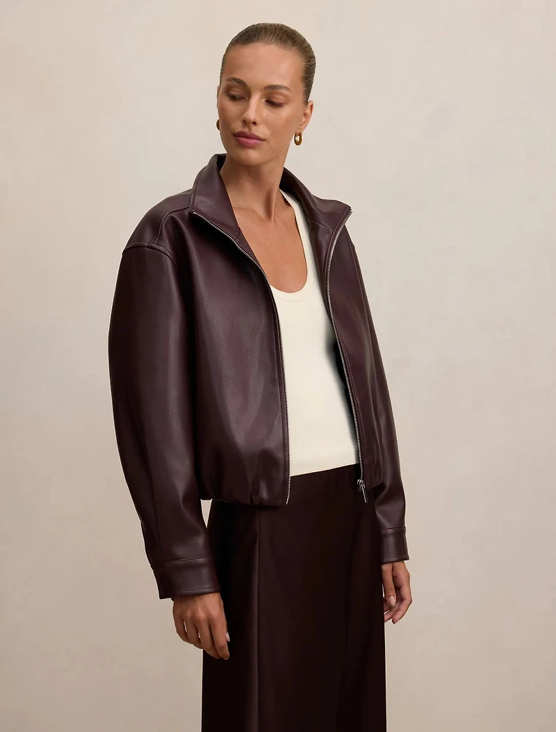 Julia PU Funnel Neck Jacket