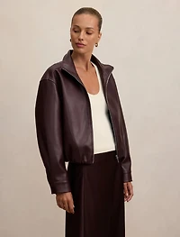 Julia PU Funnel Neck Jacket