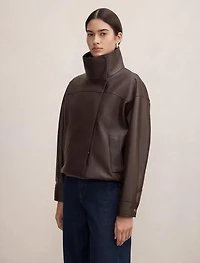 Bex Double Funnel Neck PU Jacket
