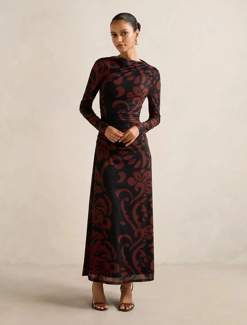 Joni Petite Long Sleeve Mesh Midi