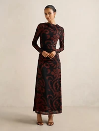 Joni Petite Long Sleeve Mesh Midi