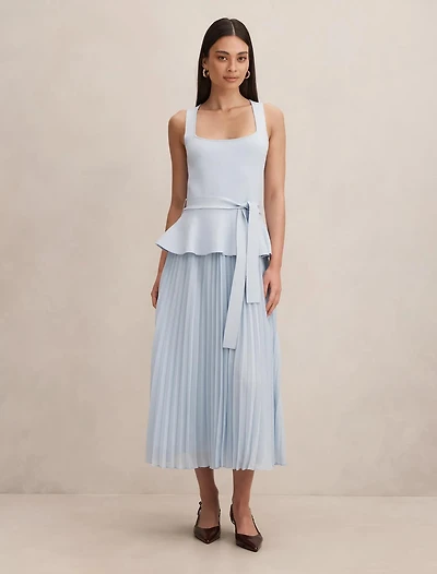 Peony Pleat Mixed Dress