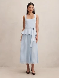 Peony Pleat Mixed Dress