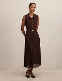 Chelsea Petite Pleat Mixed Midi Dress