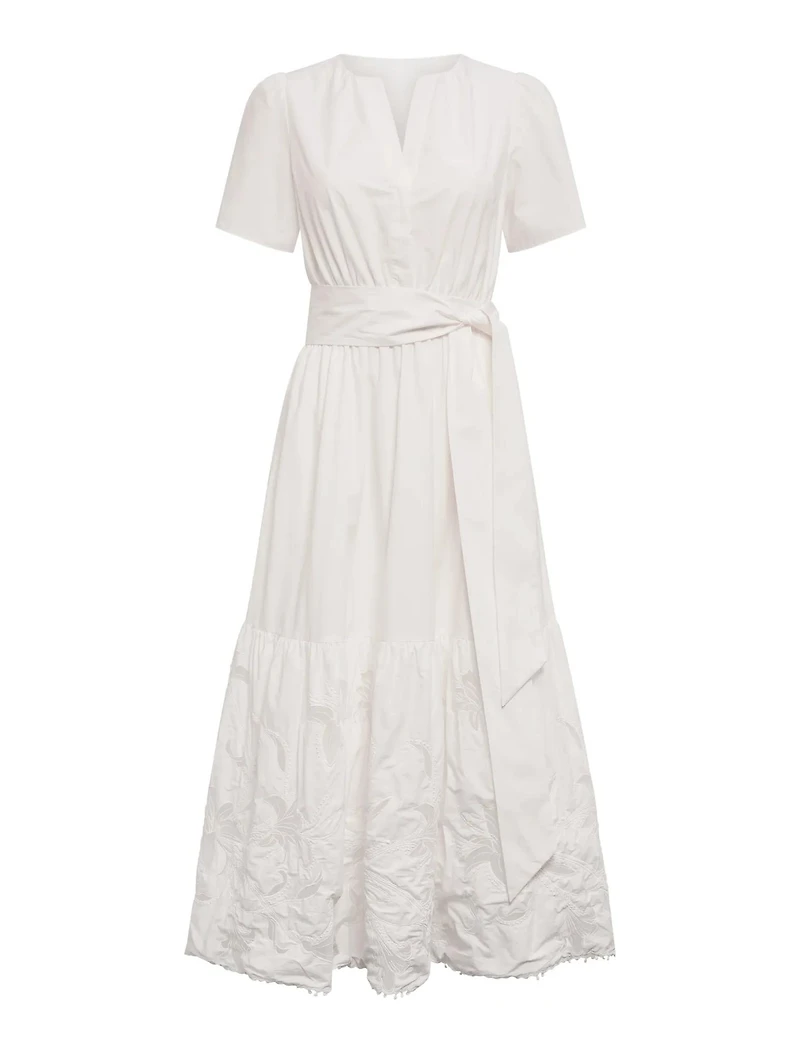 Matilda Embroidered Tie Midi Dress