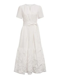 Matilda Embroidered Tie Midi Dress