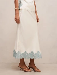 Adele Lace Trim Midi Skirt
