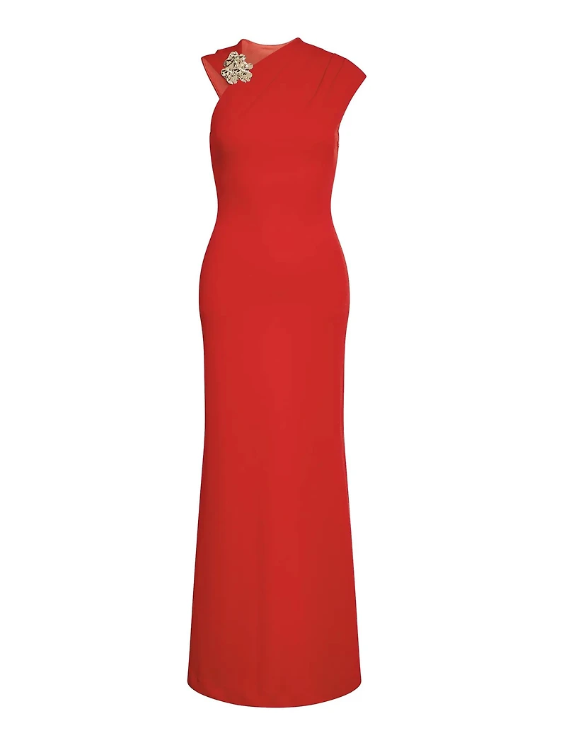 Jordana Asymmetric Crepe Maxi Dress