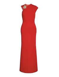 Jordana Asymmetric Crepe Maxi Dress