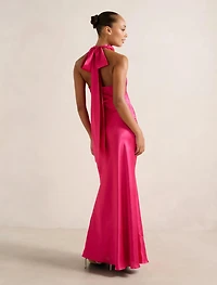 Clementine High Neck Satin Maxi
