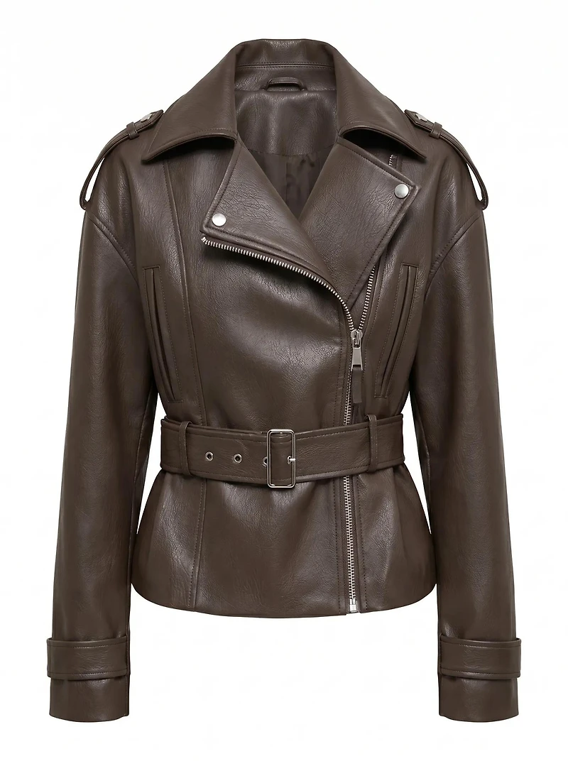 Brooklyn Belted Biker Jacket
