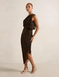 Cassidy One Shoulder Plisse Midi Dress