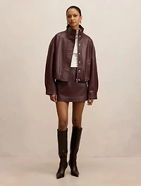 Jacquie Petite PU Funnel Neck