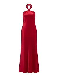Yvette Halter Neck Satin Maxi