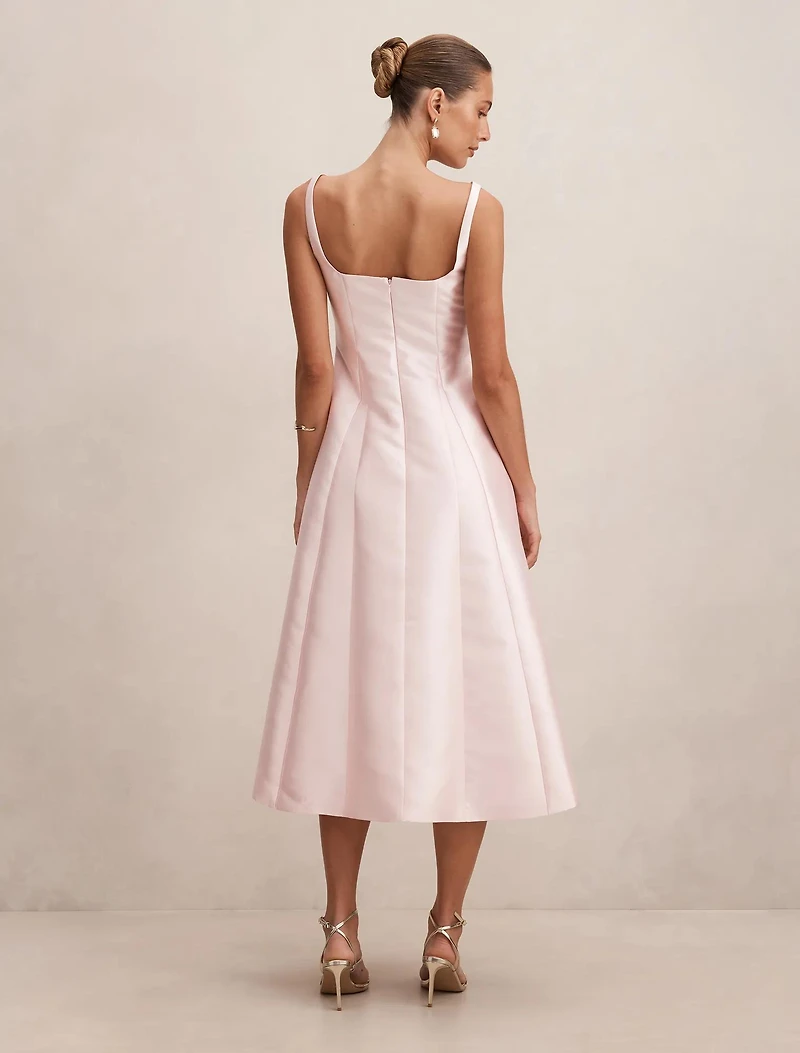 Kayla Structured Satin Midi Dress