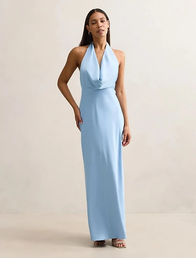 Becca Cowl Halter Satin Gown