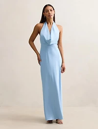 Becca Cowl Halter Satin Gown