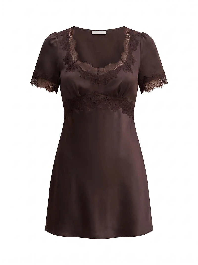 Marissa Lace Trim Satin Mini