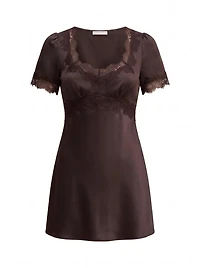 Marissa Lace Trim Satin Mini