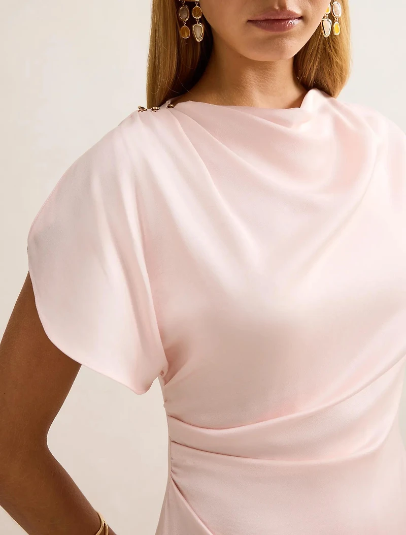 Genevieve Satin Drape Maxi Dress