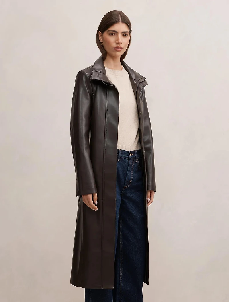 Bonnie PU Funnel Trench Coat