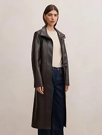 Bonnie PU Funnel Trench Coat