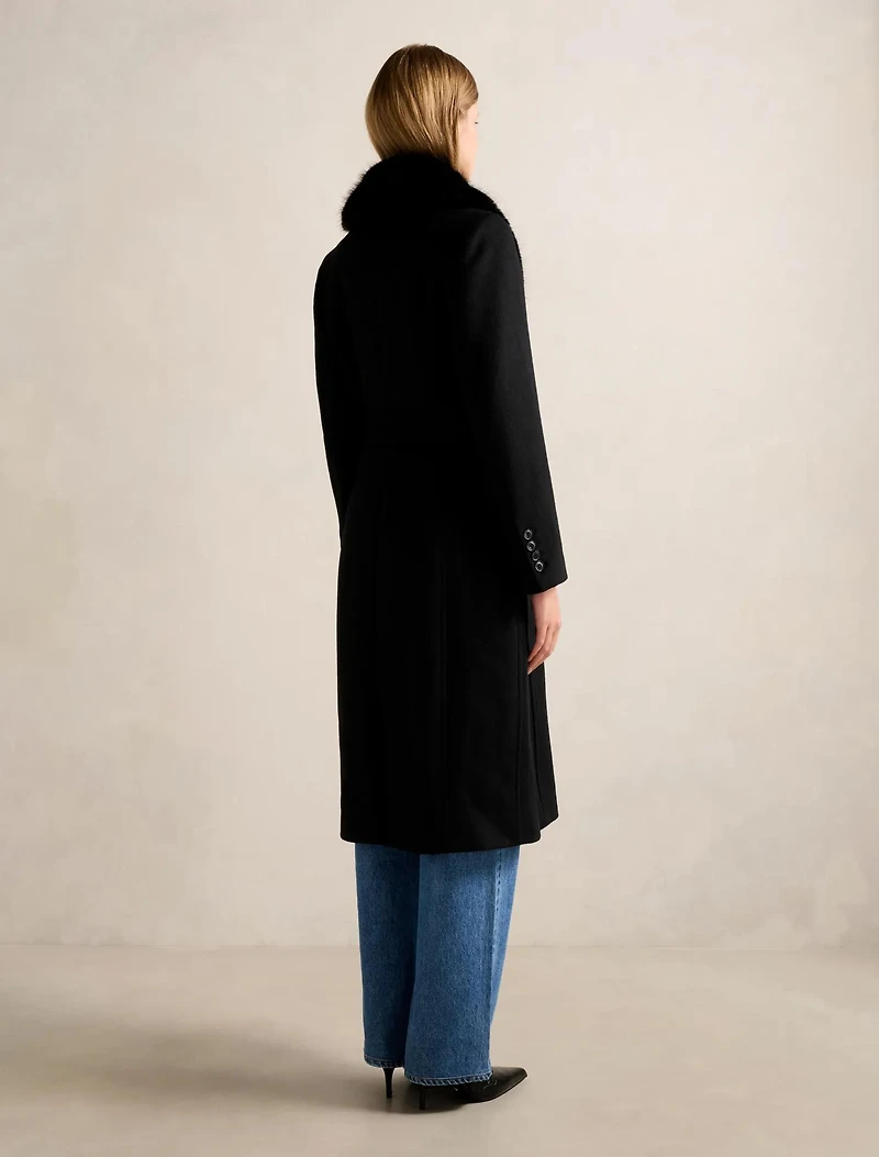 Monica Fur Collar Wrap Coat