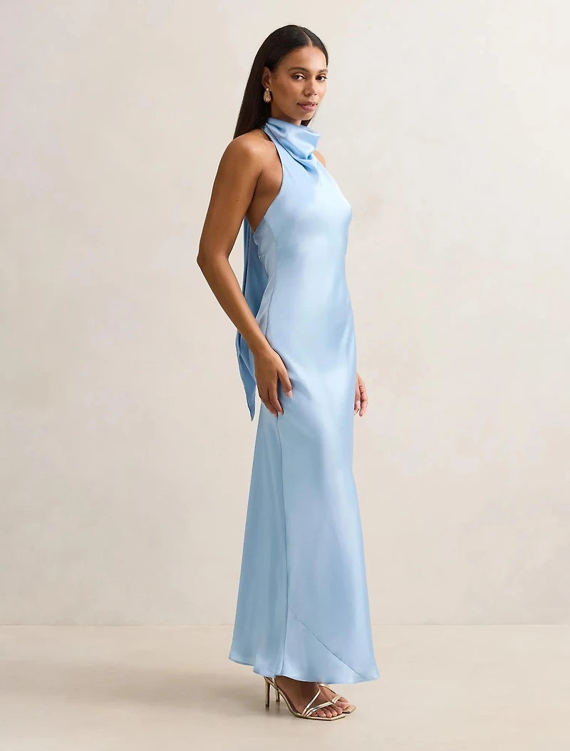 Clementine High Neck Satin Maxi