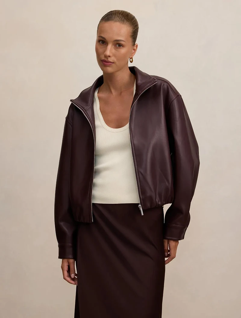 Julia PU Funnel Neck Jacket