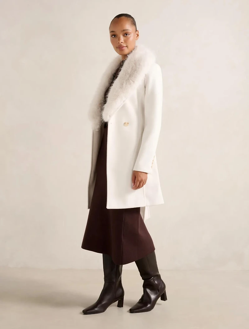 Rocky Fur Collar Wrap Coat