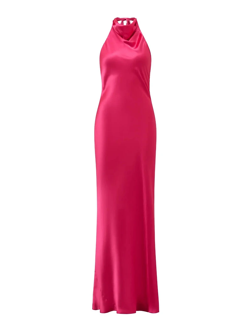Clementine High Neck Satin Maxi