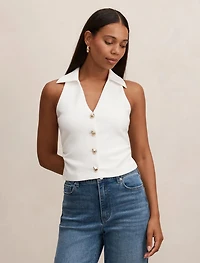 Tully Collared V Neck Top