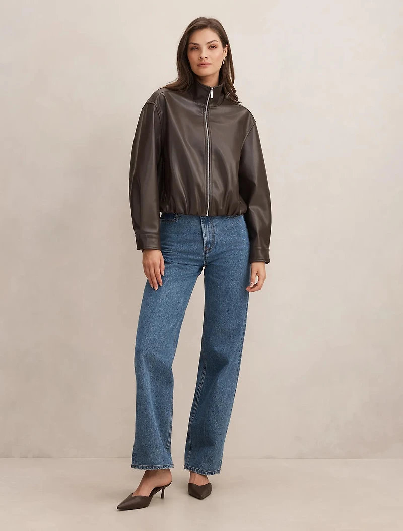 Julia PU Funnel Neck Jacket