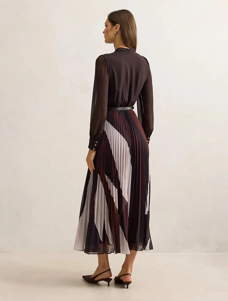 Anya Long Sleeve Pleated Midi Dress