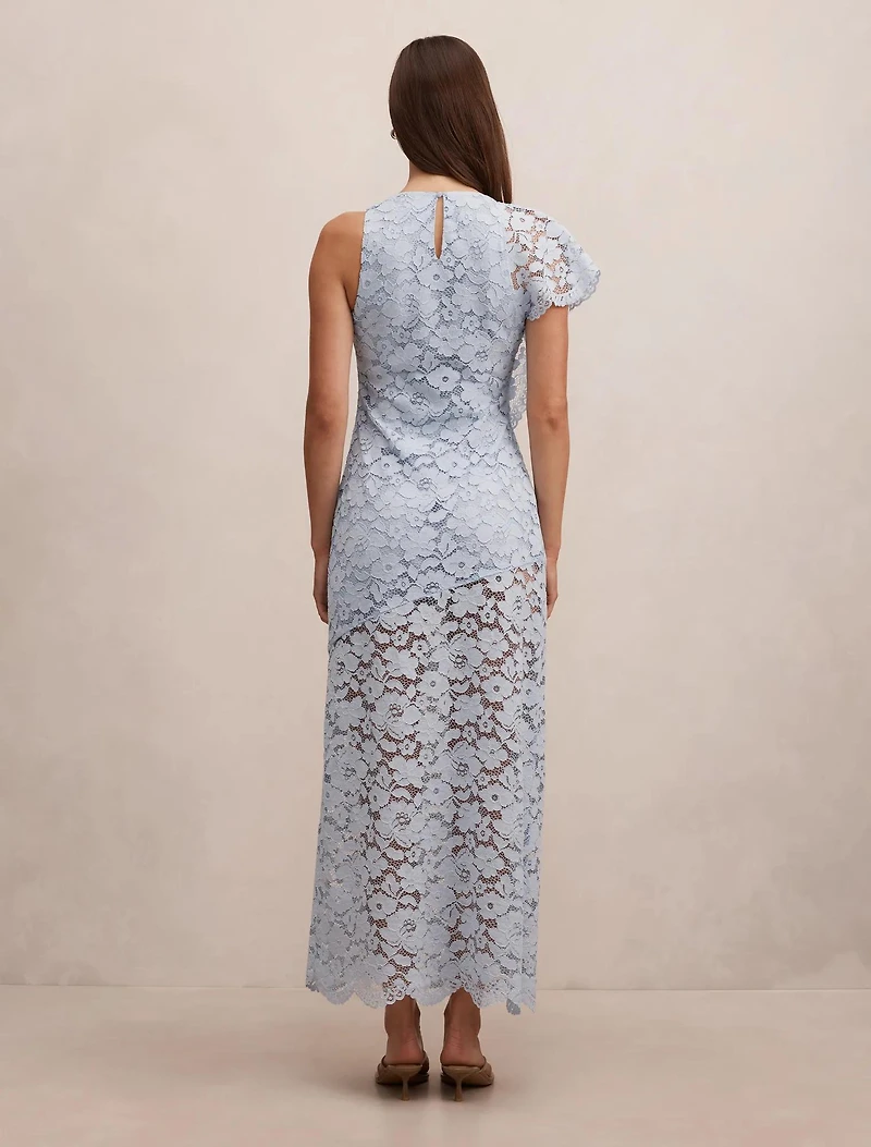 Livvie Asymmetric Lace Maxi Dress