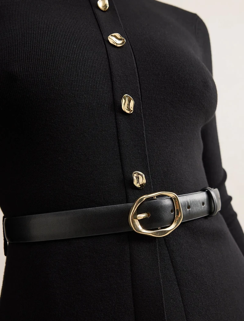 Louisa Long Sleeve Woven Mix Knit Dress