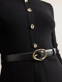 Louisa Long Sleeve Woven Mix Knit Dress