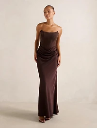 Isra Drape Strapless Maxi